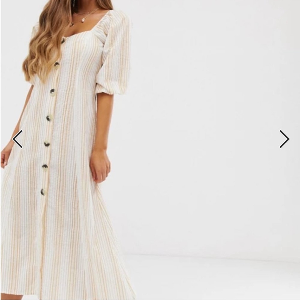 Cottage textured puff sleeve like Mara hoffman Mika dress beach midi slit dress